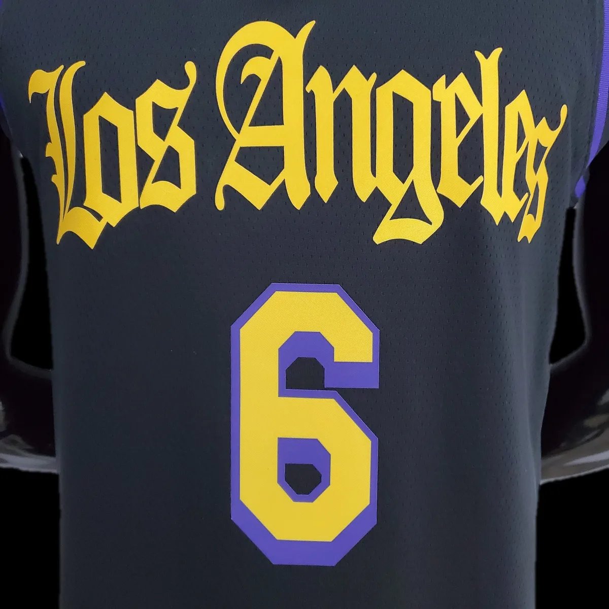 2021 JAMES#6 Los Angeles Lakers Black Latin Black NBA Jersey, foto 2