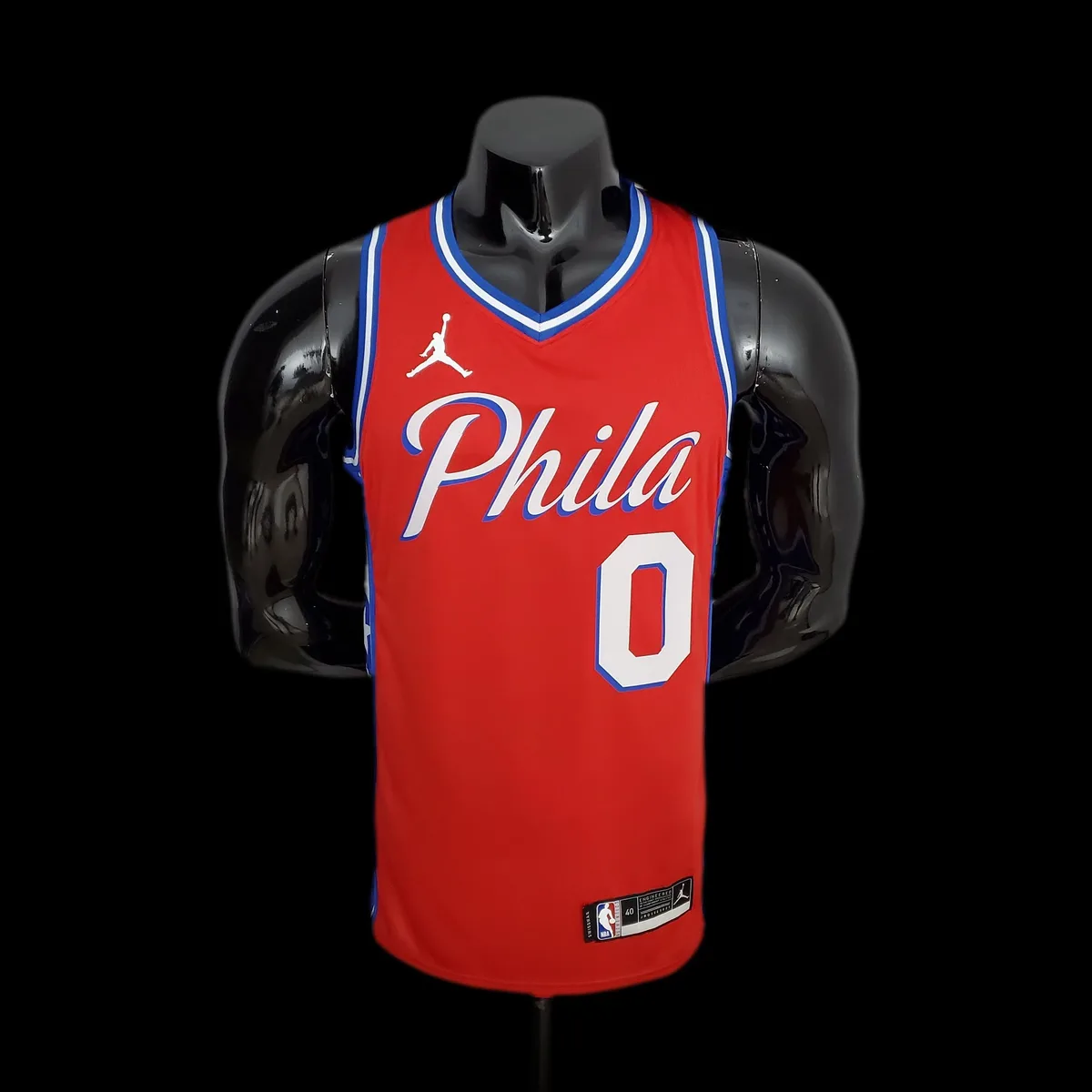 2021 MAXEY#0 76ers Jordan Themed Red NBA Jersey, foto 1