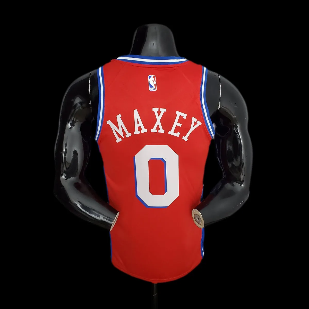 2021 MAXEY#0 76ers Jordan Themed Red NBA Jersey, foto 3