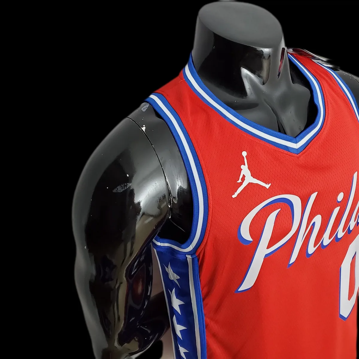 2021 MAXEY#0 76ers Jordan Themed Red NBA Jersey, foto 6