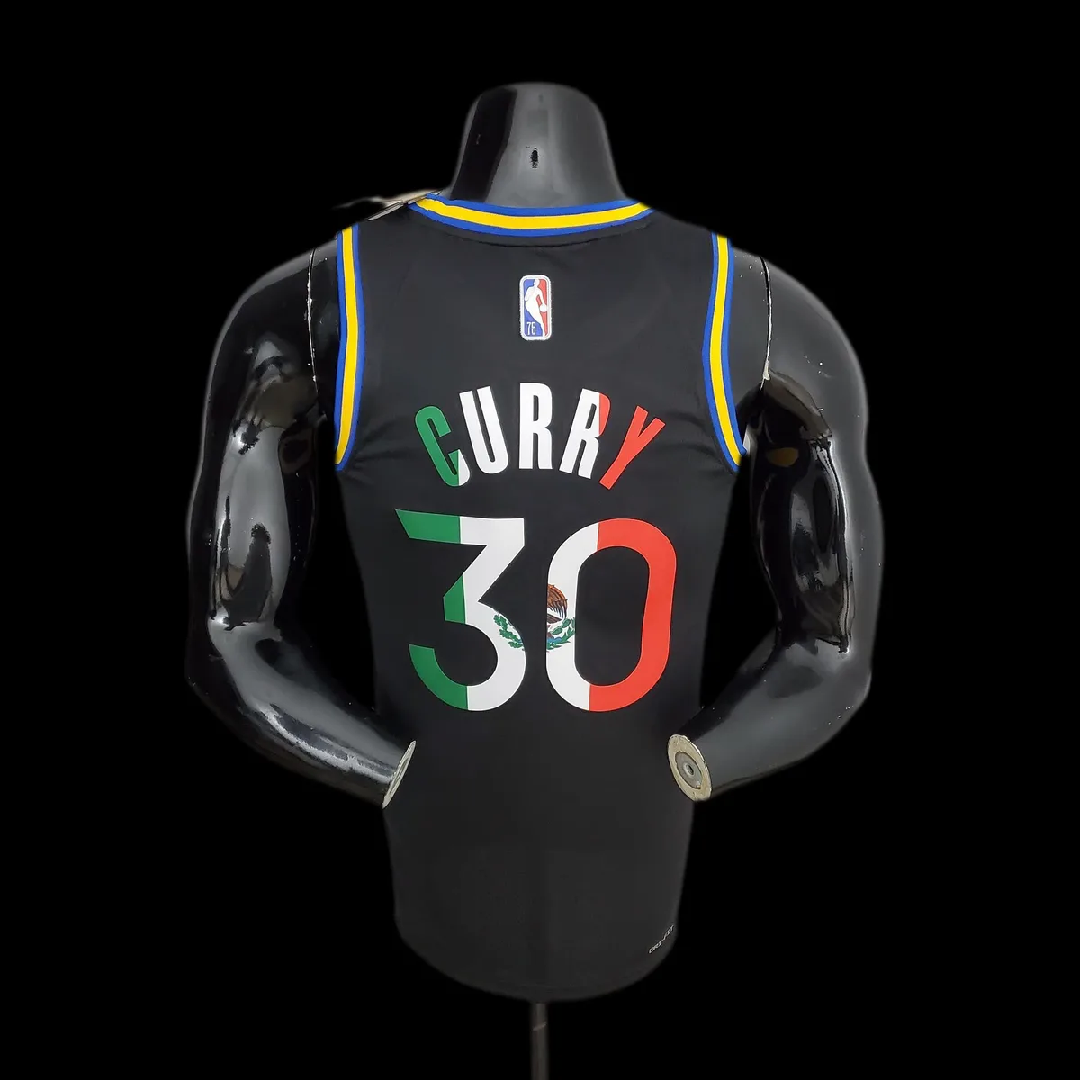 2022 75th Anniversary Golden State Warriors Curry #30 Mexico Edition Black NBA Jersey, foto 2