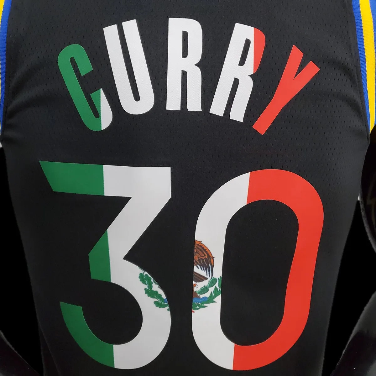 2022 75th Anniversary Golden State Warriors Curry #30 Mexico Edition Black NBA Jersey, foto 4