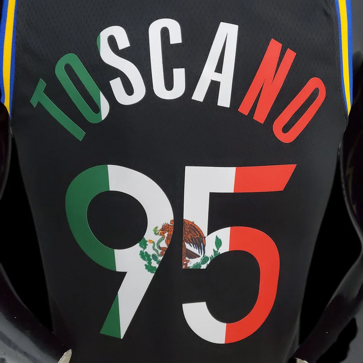 2022 75th Anniversary Golden State Warriors TOSCANO#95 Mexico Edition Black NBA Jersey, foto 2