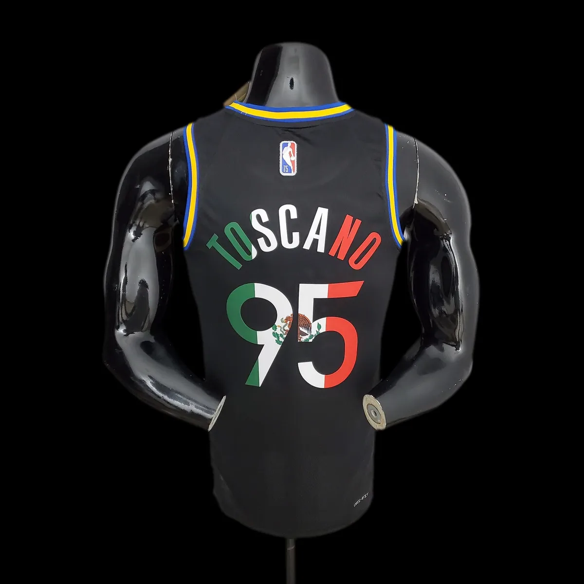 2022 75th Anniversary Golden State Warriors TOSCANO#95 Mexico Edition Black NBA Jersey, foto 3