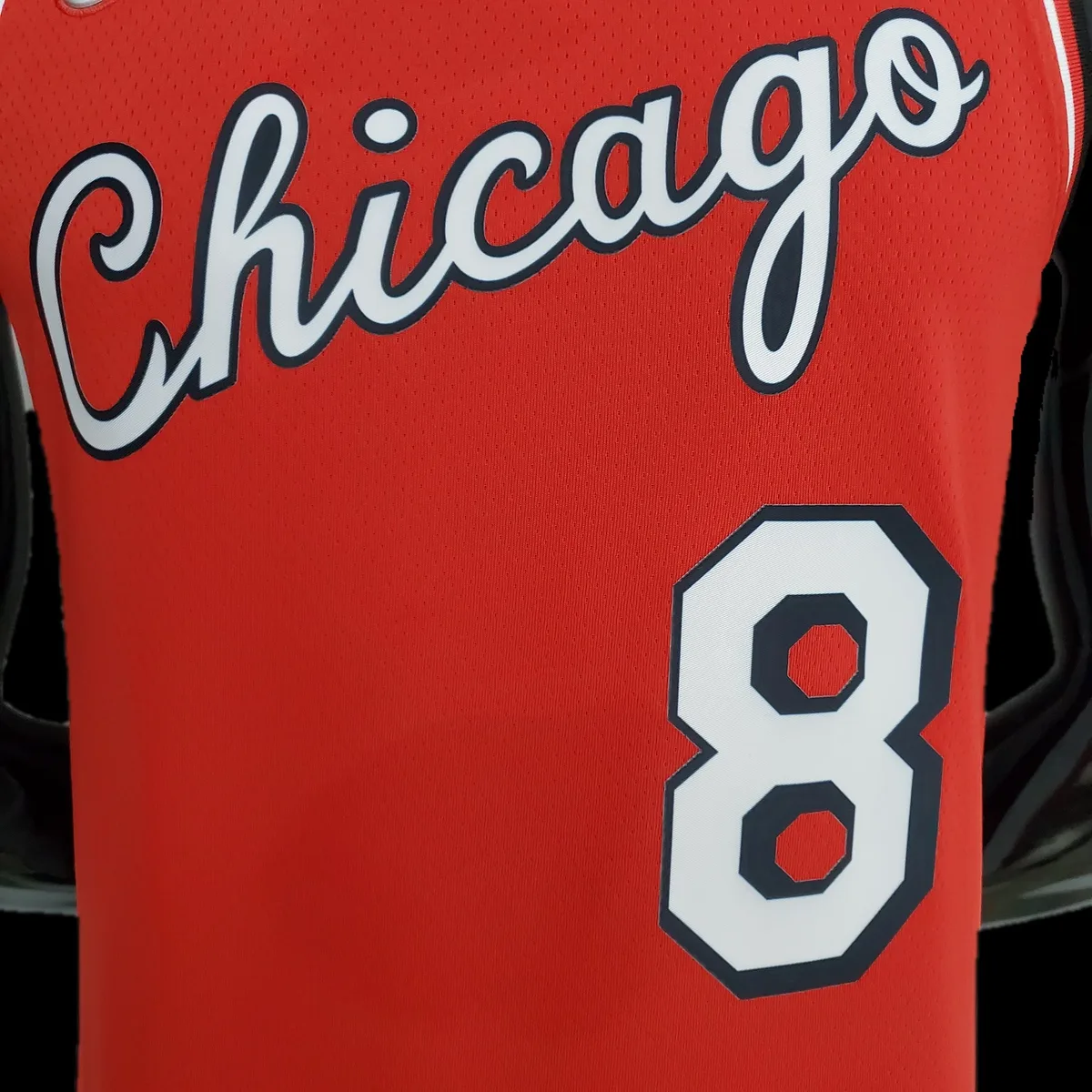 75th Anniversary 2022 Season Chicago Bulls LAVINE#8 City Edition Red NBA Jersey, foto 2