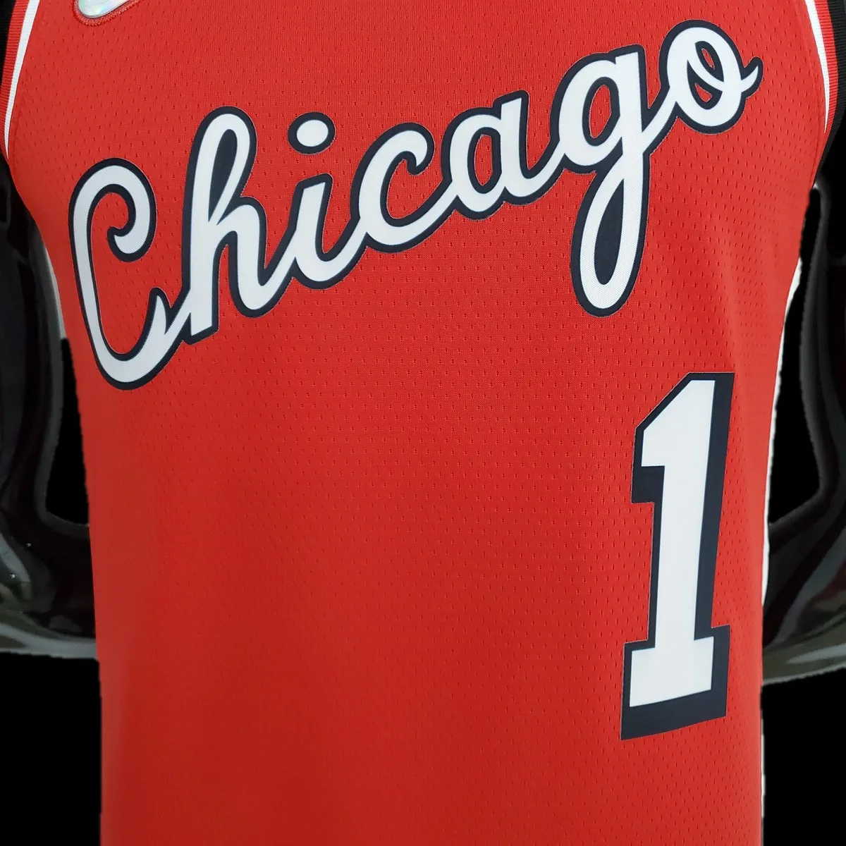 75th Anniversary 2022 Season Chicago Bulls ROSE#1 City Edition Red NBA Jersey, foto 4