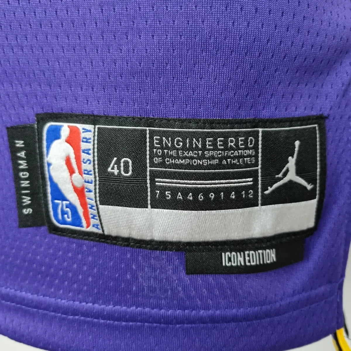 75th Anniversary BRYANT#24 Los Angeles Lakers Jordan Purple NBA Jersey, foto 4