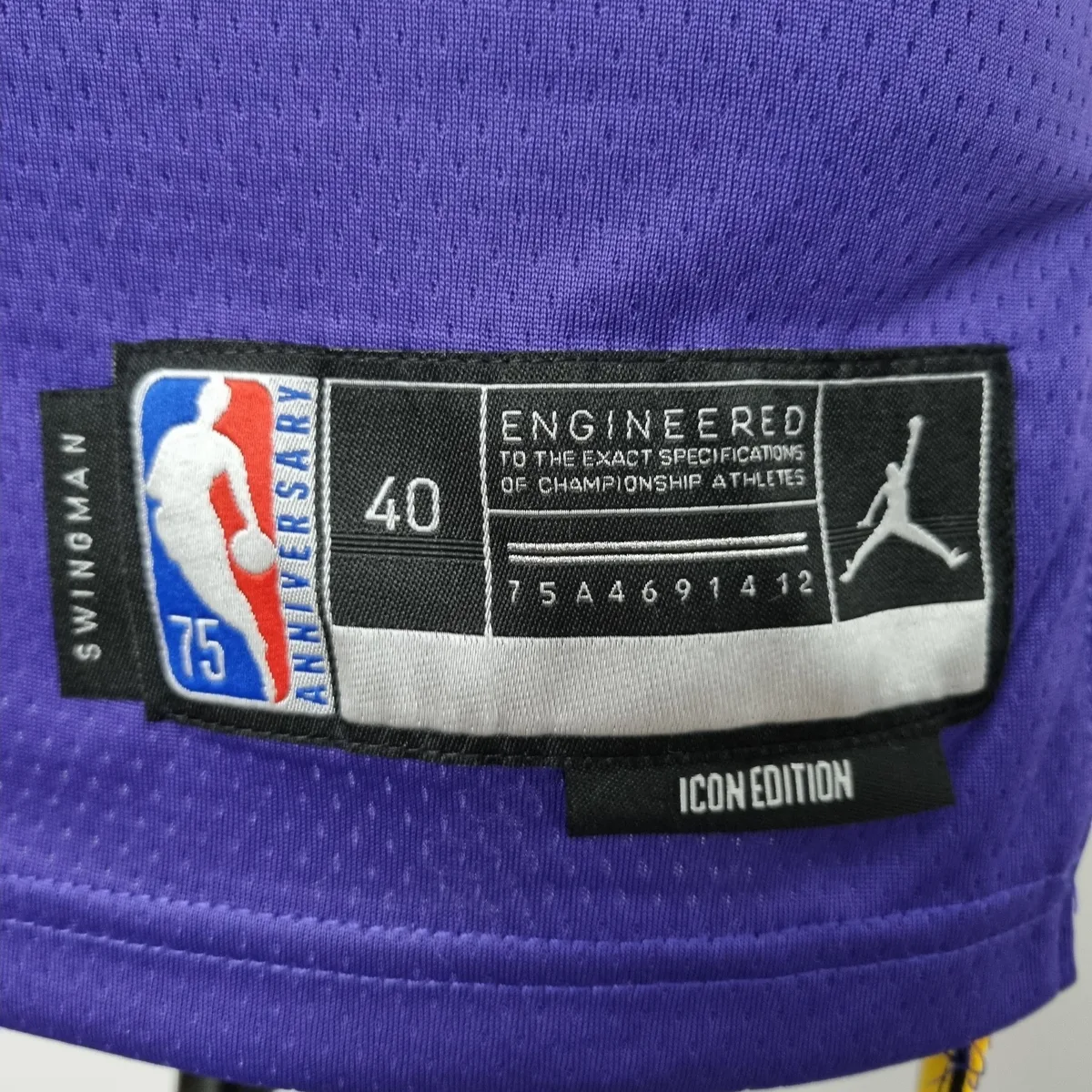 75th Anniversary BRYANT#8 Los Angeles Lakers Jordan Purple NBA Jersey, foto 4