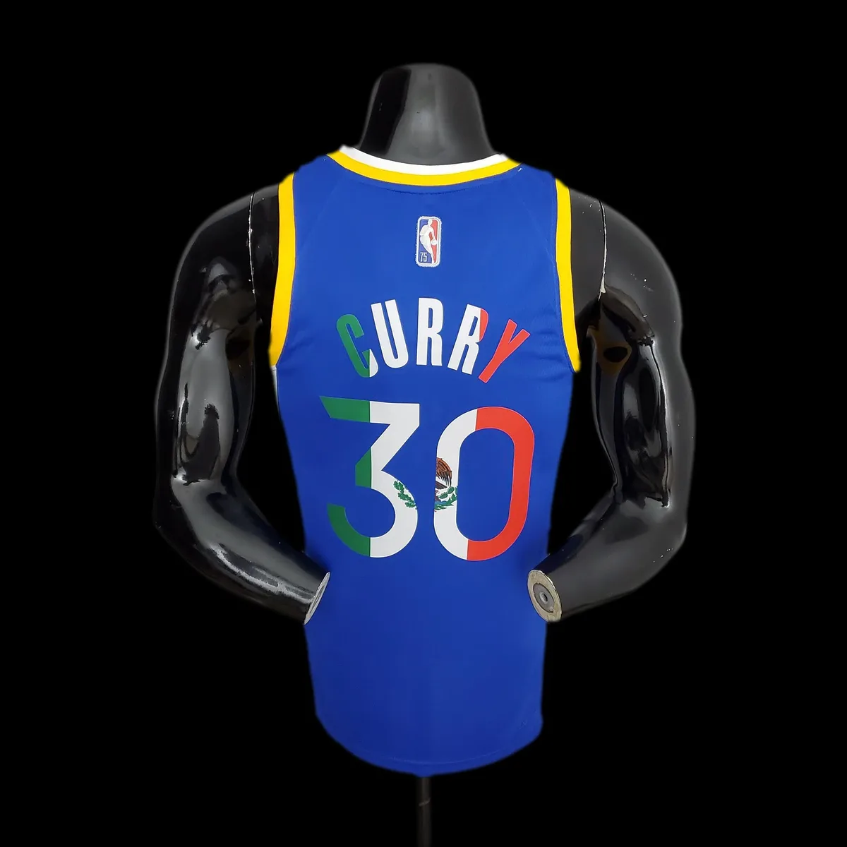 75th Anniversary Golden State Warriors Curry #30 Mexico Edition Blue NBA Jersey, foto 3