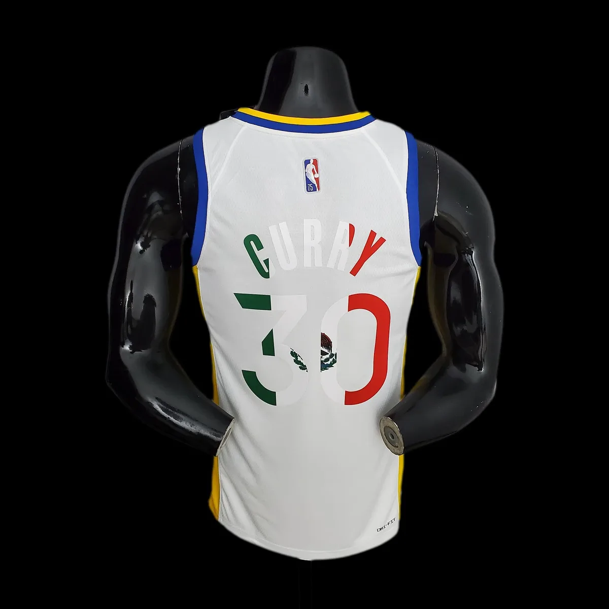 75th Anniversary Golden State Warriors Curry #30 Mexico Edition White NBA Jersey, foto 5