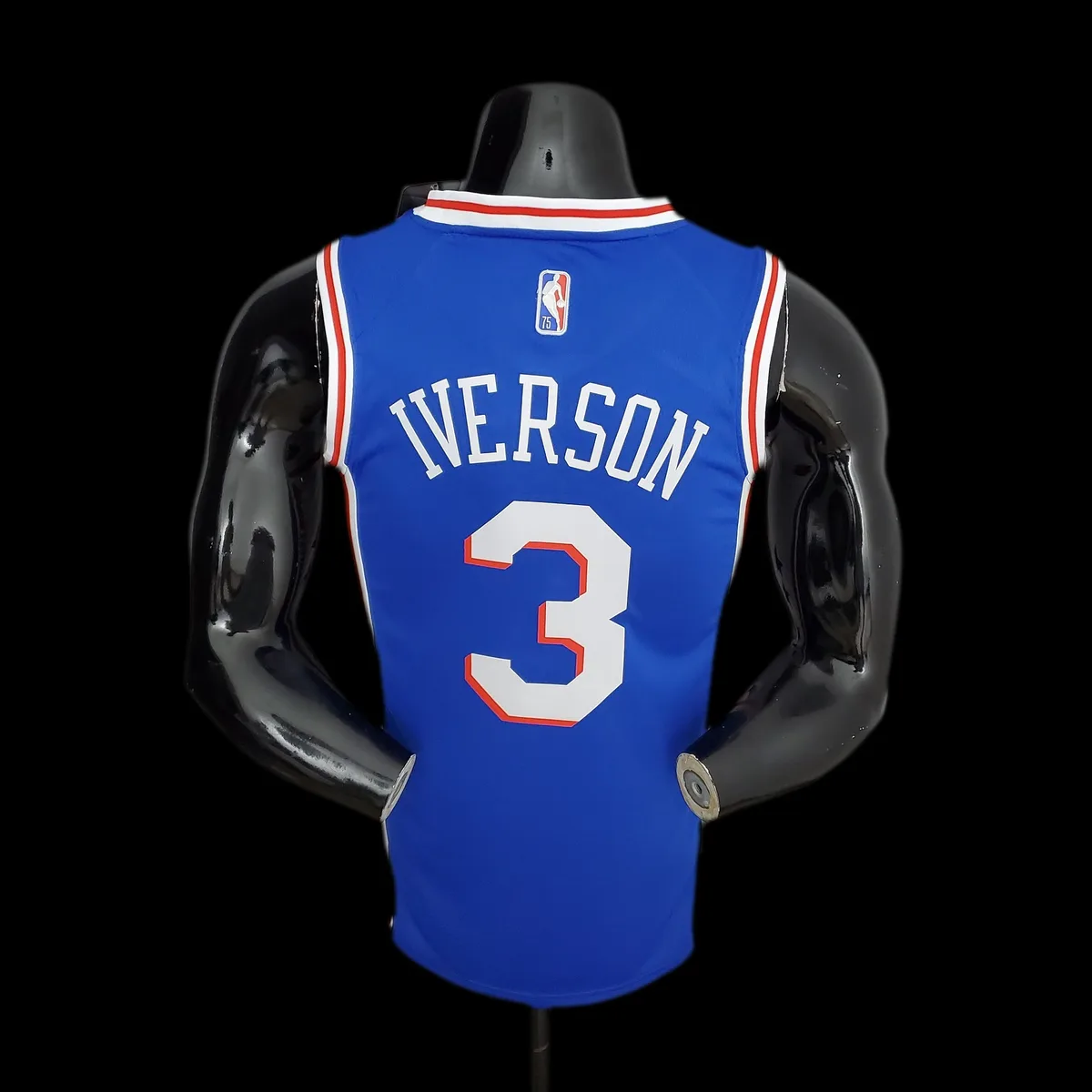 75th Anniversary Philadelphia 76ers IVERSON#3 Blue NBA Jersey S-XXL, foto 3