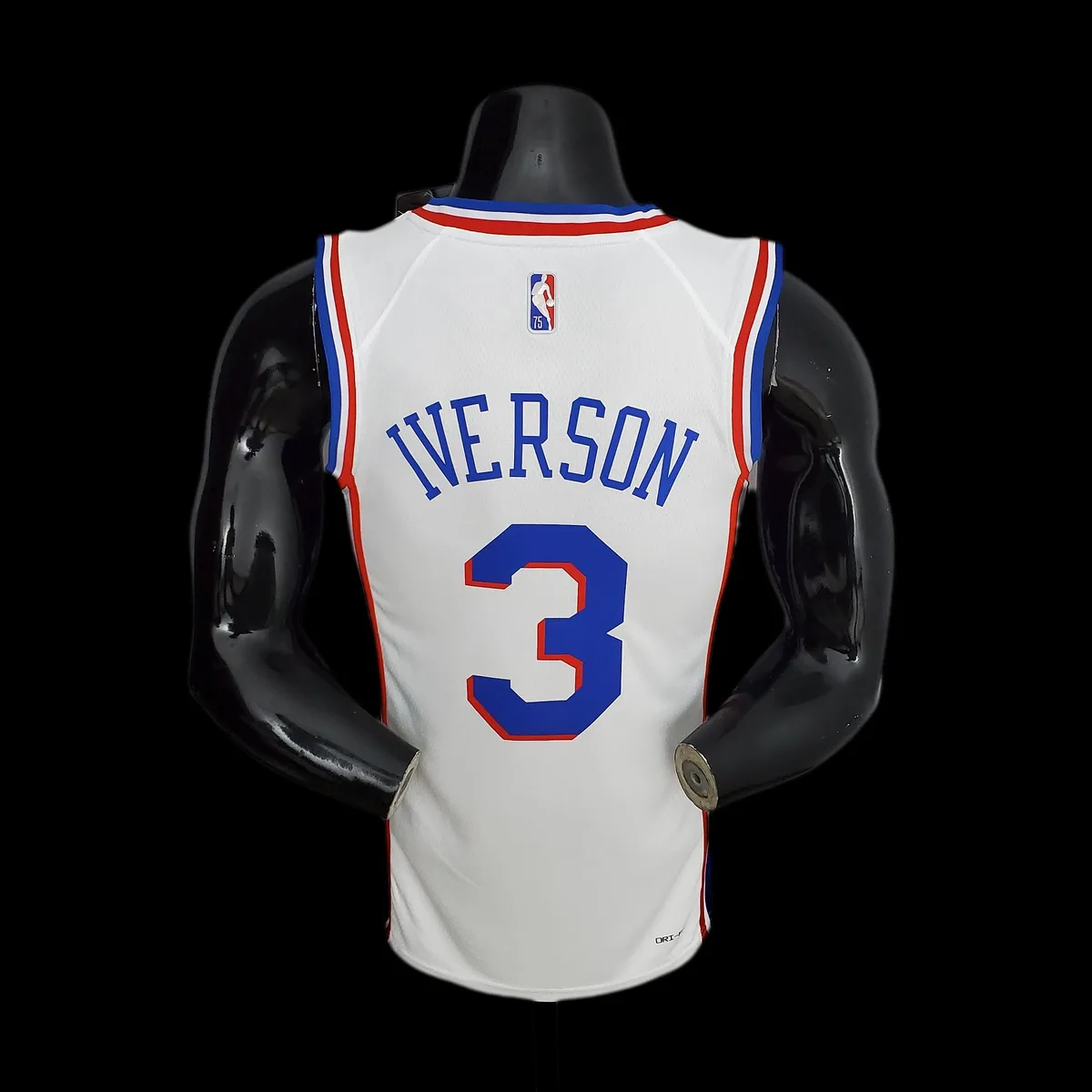 75th Anniversary Philadelphia 76ers IVERSON#3 White NBA Jersey S-XXL, foto 4