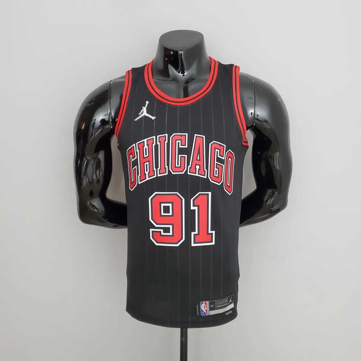 75th Anniversary Rodman#91 Bulls Flyers Black NBA Jersey, foto 1