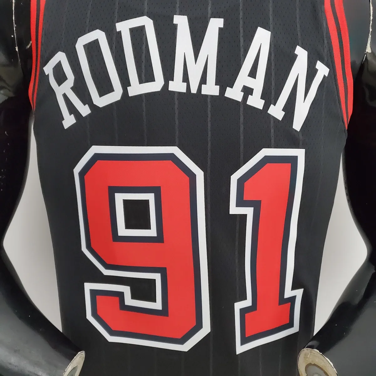 75th Anniversary Rodman#91 Bulls Flyers Black NBA Jersey, foto 4