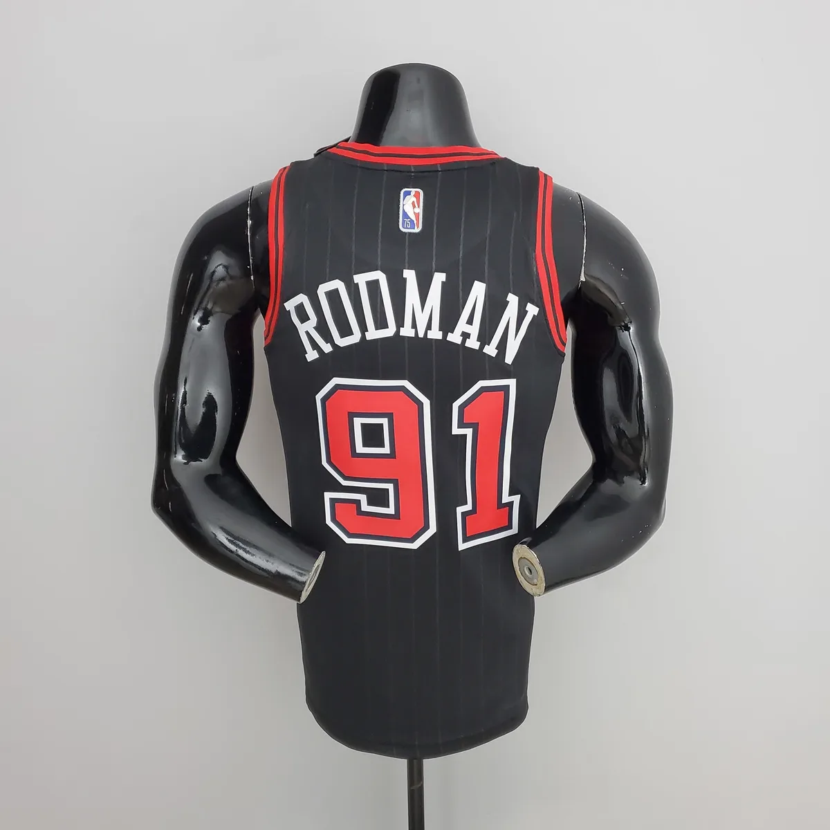 75th Anniversary Rodman#91 Bulls Flyers Black NBA Jersey, foto 6