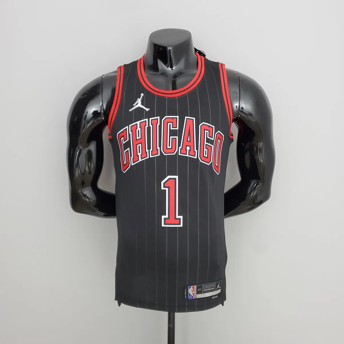 75th Anniversary Rose #1 Bulls Flyers Black NBA Jersey, foto 1