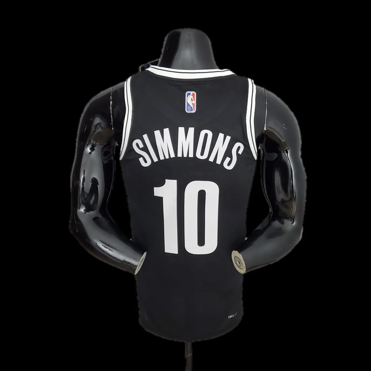 75th Anniversary Simmons #10 Nets Black NBA Jersey, foto 3