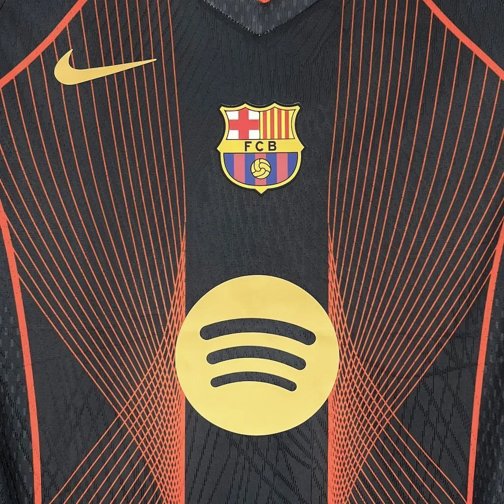 Barcelona 2025/26 black orange special edition Jersey (With Champions League), foto 4