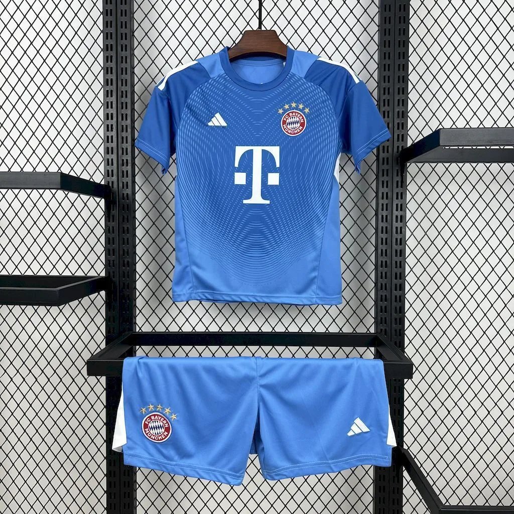 Bayern Munich 2025/26 Blue Goalkeeper Kids Kit, foto 1