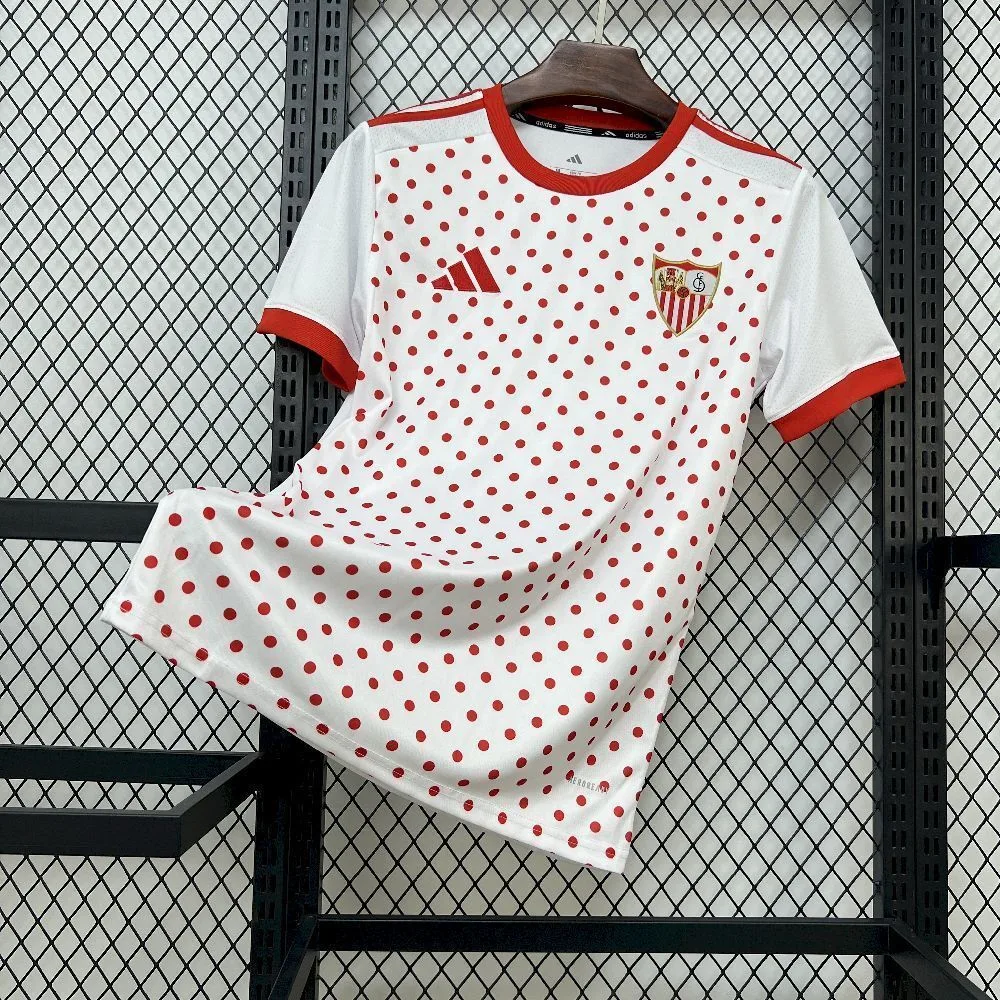 Mens Sevilla FC 2025/26 White Prematch T-shirt Jersey, foto 1