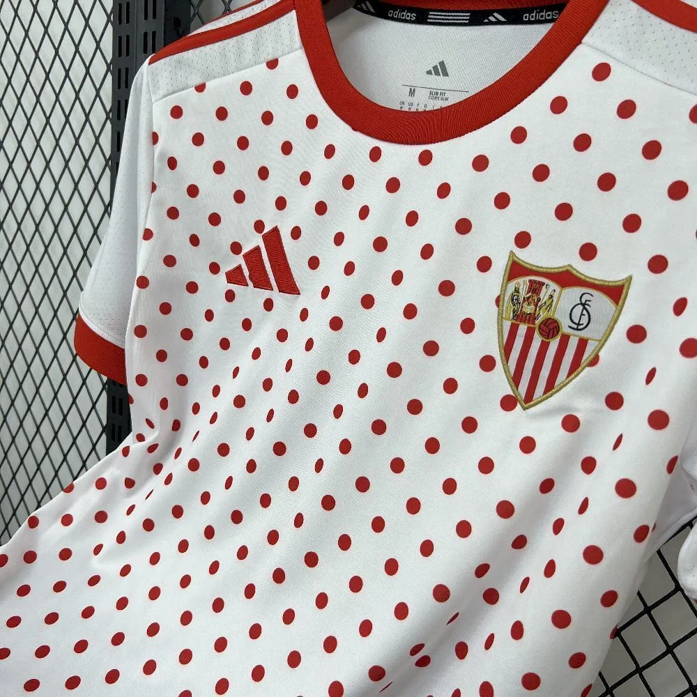 Mens Sevilla FC 2025/26 White Prematch T-shirt Jersey, foto 5