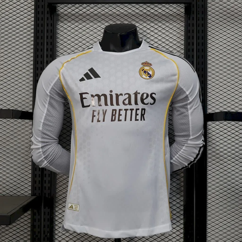 Real Madrid 2025/26 Home Long Sleeves Jersey Player Version, foto 1