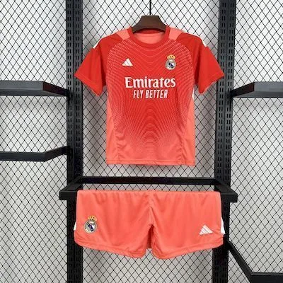 Real Madrid 2025/26 Orange Color Goalkeeper Kids Kit, foto 1