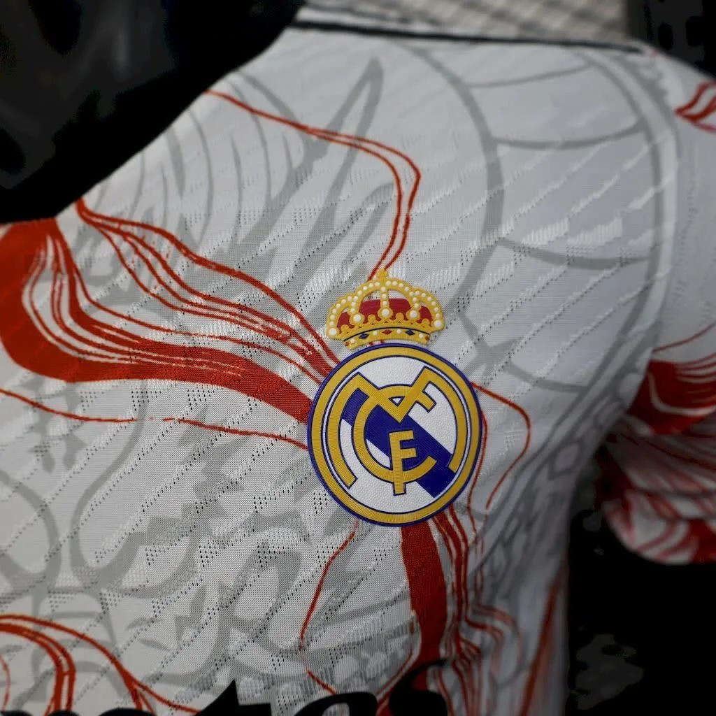 Real Madrid 2025/26 White Black Dragon special edition Jersey Player Version, foto 4