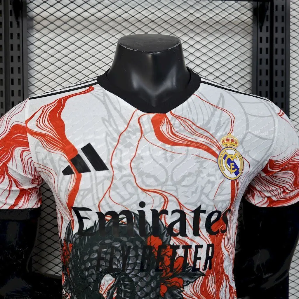 Real Madrid 2025/26 White Black Dragon special edition Jersey Player Version, foto 5